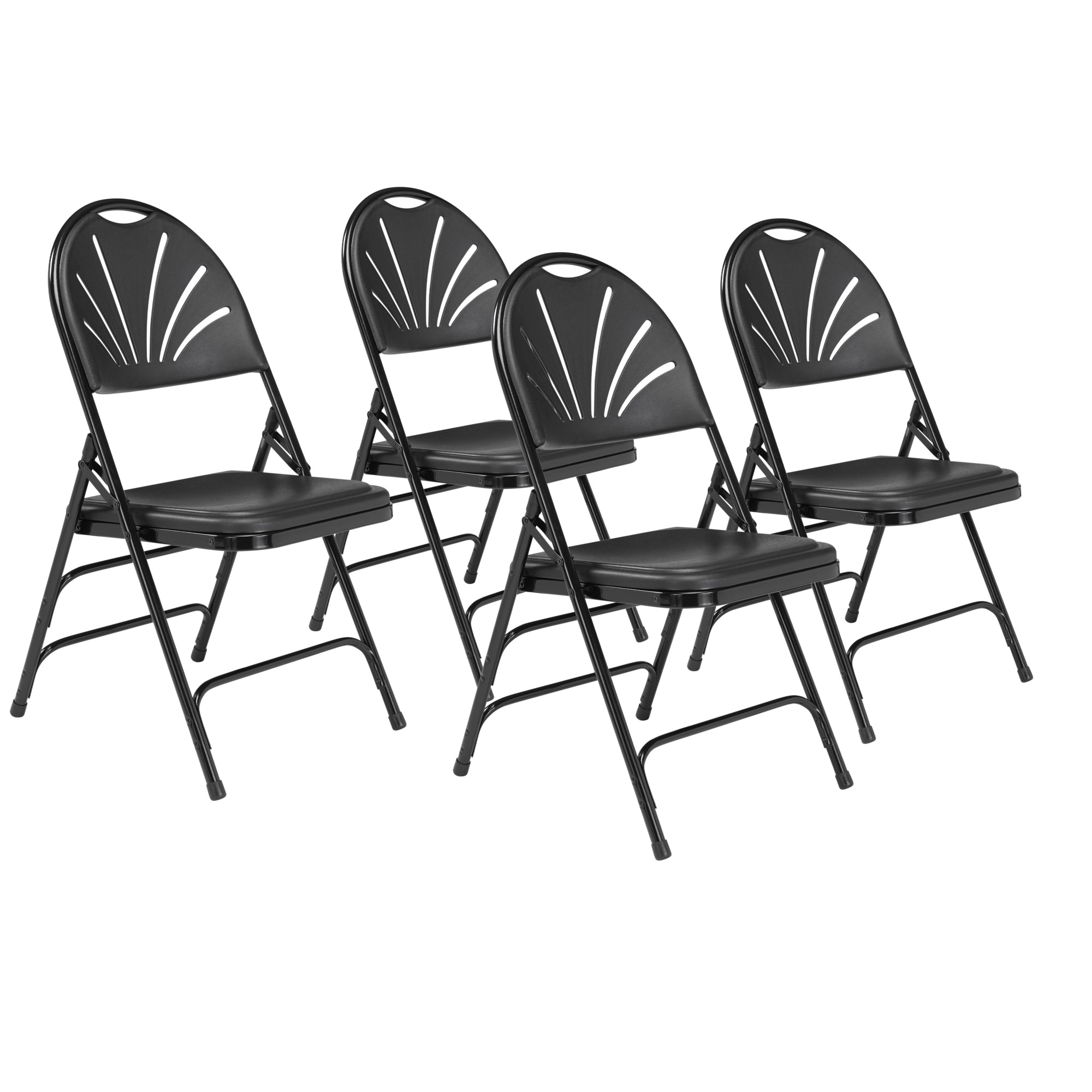 National Public Seating, 1100 Series Deluxe Fan Back Folding Chair, Primary Color Black, Included (qty.) 4, Seating Type Folding Chair, Model# 1110